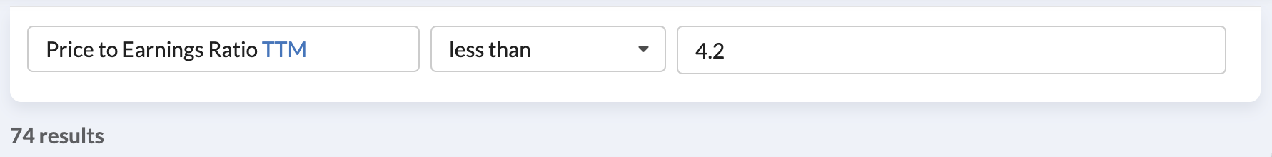 Screenshot - PE Ratio