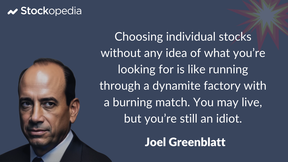 Quote - Greenblatt - individual stocks and dynamite